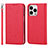 Custodia Portafoglio In Pelle Cover con Supporto D01T per Apple iPhone 13 Pro Rosso