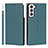 Custodia Portafoglio In Pelle Cover con Supporto D01T per Samsung Galaxy S21 5G Azzurro