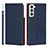 Custodia Portafoglio In Pelle Cover con Supporto D01T per Samsung Galaxy S21 5G Blu
