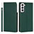 Custodia Portafoglio In Pelle Cover con Supporto D01T per Samsung Galaxy S21 FE 5G Verde