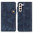 Custodia Portafoglio In Pelle Cover con Supporto D01Y per Samsung Galaxy S22 5G Blu