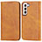 Custodia Portafoglio In Pelle Cover con Supporto D03T per Samsung Galaxy S23 Plus 5G Marrone Chiaro