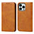 Custodia Portafoglio In Pelle Cover con Supporto D04T per Apple iPhone 13 Pro Max Marrone Chiaro