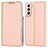 Custodia Portafoglio In Pelle Cover con Supporto D05T per Samsung Galaxy S21 5G Oro Rosa