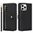 Custodia Portafoglio In Pelle Cover con Supporto D06T per Apple iPhone 13 Pro Nero