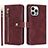 Custodia Portafoglio In Pelle Cover con Supporto D06T per Apple iPhone 13 Pro Rosso