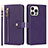 Custodia Portafoglio In Pelle Cover con Supporto D06T per Apple iPhone 13 Pro Viola