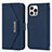 Custodia Portafoglio In Pelle Cover con Supporto D07T per Apple iPhone 13 Pro Blu