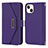 Custodia Portafoglio In Pelle Cover con Supporto D07T per Apple iPhone 13 Viola