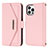 Custodia Portafoglio In Pelle Cover con Supporto D07T per Apple iPhone 14 Pro Oro Rosa