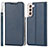 Custodia Portafoglio In Pelle Cover con Supporto D07T per Samsung Galaxy S21 Plus 5G Blu