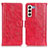 Custodia Portafoglio In Pelle Cover con Supporto D07Y per Samsung Galaxy S22 Plus 5G Rosso