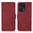 Custodia Portafoglio In Pelle Cover con Supporto D08Y per Oppo Find X5 Pro 5G Rosso