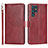 Custodia Portafoglio In Pelle Cover con Supporto D09T per Samsung Galaxy S22 Ultra 5G Rosso