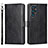 Custodia Portafoglio In Pelle Cover con Supporto D09T per Samsung Galaxy S23 Ultra 5G Nero