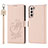 Custodia Portafoglio In Pelle Cover con Supporto D11T per Samsung Galaxy S22 Plus 5G Rosa