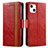 Custodia Portafoglio In Pelle Cover con Supporto F03 per Apple iPhone 13 Rosso
