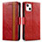 Custodia Portafoglio In Pelle Cover con Supporto F03 per Apple iPhone 14 Rosso