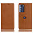 Custodia Portafoglio In Pelle Cover con Supporto H02P per Motorola Moto Edge S30 5G Marrone Chiaro