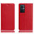 Custodia Portafoglio In Pelle Cover con Supporto H02P per Oppo A96 5G Rosso