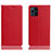 Custodia Portafoglio In Pelle Cover con Supporto H02P per Oppo Find X3 Pro 5G Rosso