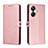 Custodia Portafoglio In Pelle Cover con Supporto H02X per Realme 10 Pro+ Plus 5G Oro Rosa