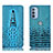 Custodia Portafoglio In Pelle Cover con Supporto H03P per Motorola Moto G31 Cielo Blu