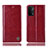 Custodia Portafoglio In Pelle Cover con Supporto H05P per Oppo A54 5G Rosso
