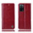 Custodia Portafoglio In Pelle Cover con Supporto H05P per Oppo A56 5G Rosso
