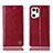 Custodia Portafoglio In Pelle Cover con Supporto H05P per Oppo Find X5 5G Rosso