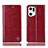 Custodia Portafoglio In Pelle Cover con Supporto H05P per Oppo Find X5 Pro 5G Rosso