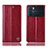 Custodia Portafoglio In Pelle Cover con Supporto H05P per Oppo K9 Pro 5G Rosso