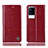 Custodia Portafoglio In Pelle Cover con Supporto H05P per Vivo iQOO 8 Pro 5G Rosso
