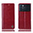 Custodia Portafoglio In Pelle Cover con Supporto H06P per Oppo K9 Pro 5G Rosso