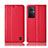 Custodia Portafoglio In Pelle Cover con Supporto H07P per Oppo A96 5G Rosso