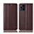 Custodia Portafoglio In Pelle Cover con Supporto H07P per Oppo Find X3 5G Marrone