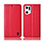 Custodia Portafoglio In Pelle Cover con Supporto H07P per Oppo Find X5 Pro 5G Rosso