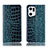 Custodia Portafoglio In Pelle Cover con Supporto H08P per Oppo Find X5 5G Blu