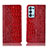 Custodia Portafoglio In Pelle Cover con Supporto H08P per Oppo Reno6 Pro 5G Rosso