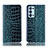 Custodia Portafoglio In Pelle Cover con Supporto H08P per Oppo Reno6 Pro+ Plus 5G Blu
