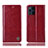 Custodia Portafoglio In Pelle Cover con Supporto H09P per Oppo Find X3 5G Rosso