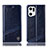 Custodia Portafoglio In Pelle Cover con Supporto H09P per Oppo Find X5 Pro 5G Blu