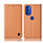 Custodia Portafoglio In Pelle Cover con Supporto H10P per Motorola Moto G51 5G Arancione