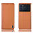 Custodia Portafoglio In Pelle Cover con Supporto H10P per Oppo K9 Pro 5G Arancione