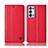 Custodia Portafoglio In Pelle Cover con Supporto H10P per Oppo Reno6 Pro+ Plus 5G Rosso