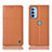 Custodia Portafoglio In Pelle Cover con Supporto H11P per Motorola Moto G41 Arancione