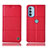 Custodia Portafoglio In Pelle Cover con Supporto H11P per Motorola Moto G41 Rosso