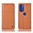 Custodia Portafoglio In Pelle Cover con Supporto H11P per Motorola Moto G51 5G Arancione