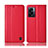 Custodia Portafoglio In Pelle Cover con Supporto H11P per Oppo A57 5G Rosso