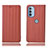 Custodia Portafoglio In Pelle Cover con Supporto H18P per Motorola Moto G41 Marrone